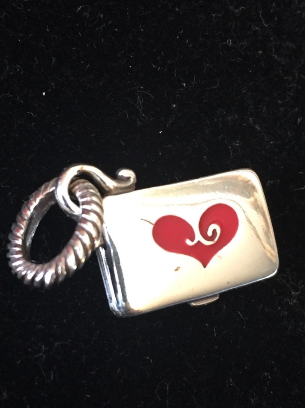 Brighton PC Computer Laptop charm Retired vintage Y2K Silver Red Heart Logo